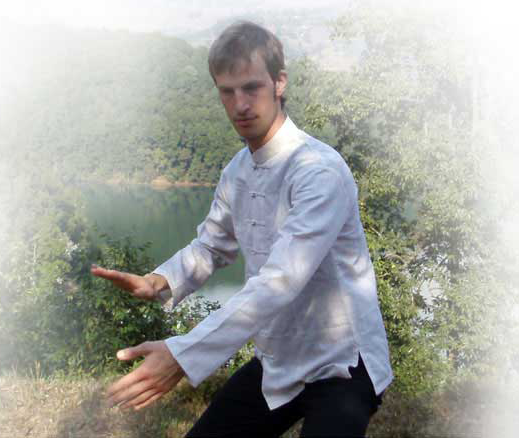 Bruce Turner practicing Taiji 37 'LanZhaYi Lu' - pull back posture. In Pokhara, Nepal.